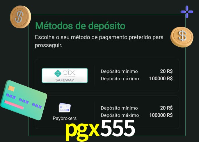 O cassino pgx555 oferece uma grande variedade de métodos de pagamento